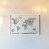 ScandiMap I White by Becky Thorns. shown as a paper print in a white frame. Available as a archival giclee rolled canvas, fine art paper, or poster print. SKU 64485i.