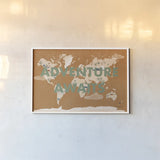 ScandiMap II Brown by Becky Thorns. shown as a paper print in a white frame. Available as a archival giclee rolled canvas, fine art paper, or poster print. SKU 64486i.