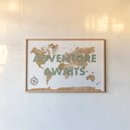 ScandiMap II White by Becky Thorns. shown as a paper print in a natural frame. Available as a archival giclee rolled canvas, fine art paper, or poster print. SKU 64487i.