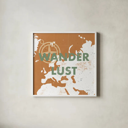 ScandiMap IV Brown by Becky Thorns. Shown in a crisp white glass frame for a clean and minimalist style. Available as an archival giclee rolled canvas, fine art paper, or poster print. SKU 64490a.