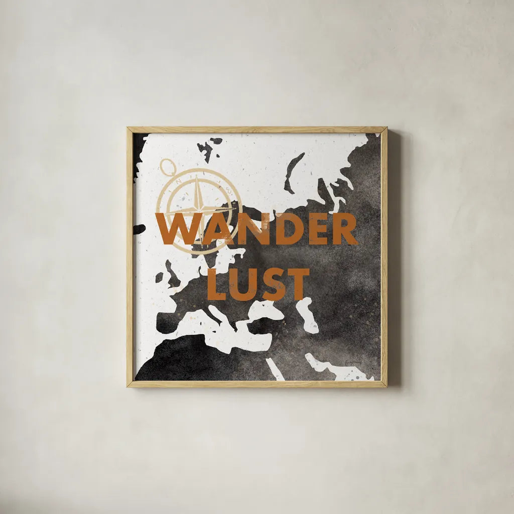 ScandiMap IV White by Becky Thorns. Shown in a natural wood glass frame for a timeless modern aesthetic. Available as an archival giclee rolled canvas, fine art paper, or poster print. SKU 64491a.