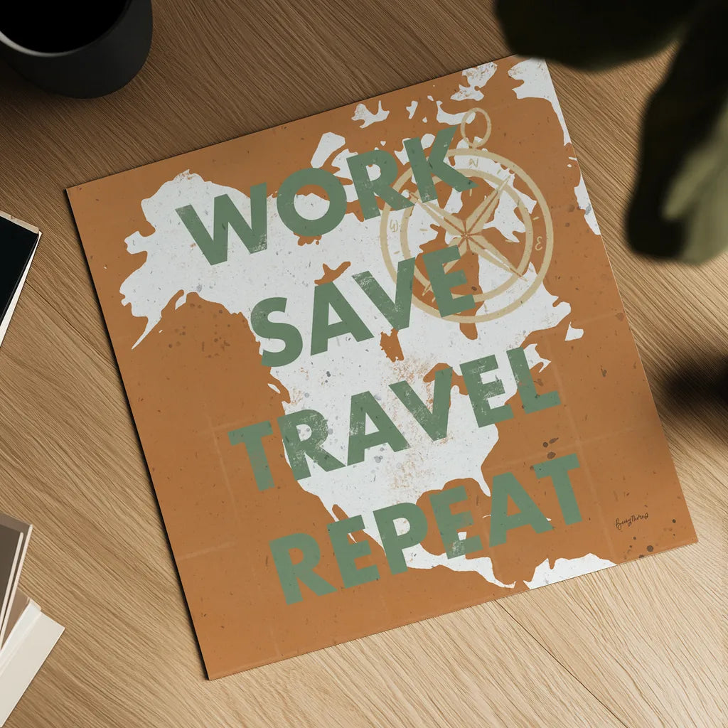 ScandiMap V Brown by Becky Thorns. Shown as a detailed flat fine art print, highlighting archival giclee quality. Available as an archival giclee rolled canvas, fine art paper, or poster print. SKU 64492a.