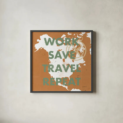 ScandiMap V Brown by Becky Thorns. Shown in a sleek black glass frame for a contemporary gallery look. Available as an archival giclee rolled canvas, fine art paper, or poster print. SKU 64492a.