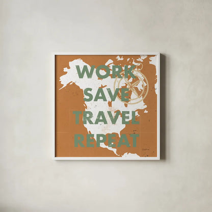 ScandiMap V Brown by Becky Thorns. Shown in a crisp white glass frame for a clean and minimalist style. Available as an archival giclee rolled canvas, fine art paper, or poster print. SKU 64492a.