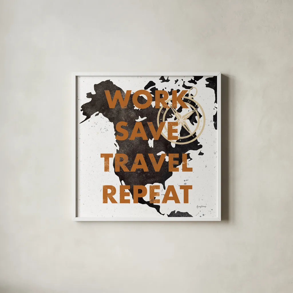 ScandiMap V White by Becky Thorns. Shown in a crisp white glass frame for a clean and minimalist style. Available as an archival giclee rolled canvas, fine art paper, or poster print. SKU 64493a.