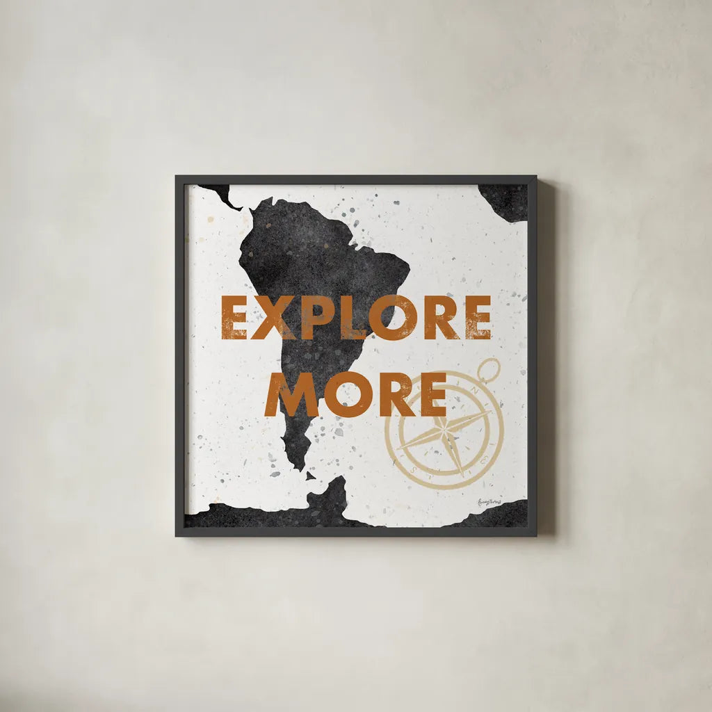 ScandiMap VI White by Becky Thorns. Shown in a sleek black glass frame for a contemporary gallery look. Available as an archival giclee rolled canvas, fine art paper, or poster print. SKU 64495a.