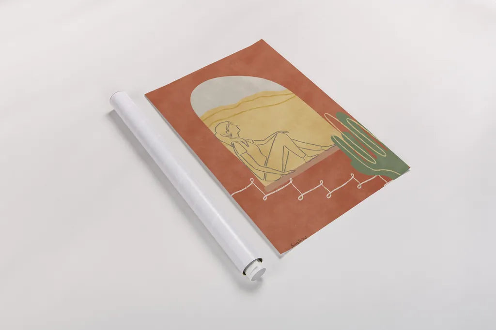 Self Care I by Becky Thorns. shown as a rolled paper print. Available as archival giclee rolled canvas, fine art paper, or poster print. SKU 75962h.