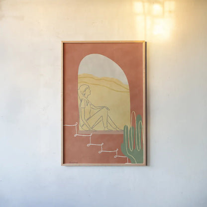 Self Care I by Becky Thorns. shown as a paper print in a natural frame. Available as a archival giclee rolled canvas, fine art paper, or poster print. SKU 75962h.