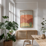 Self Care II by Becky Thorns. shown as a print in a natural wood frame in a dining room. Available as a archival giclee rolled canvas, fine art paper, or poster print. SKU 75963h.