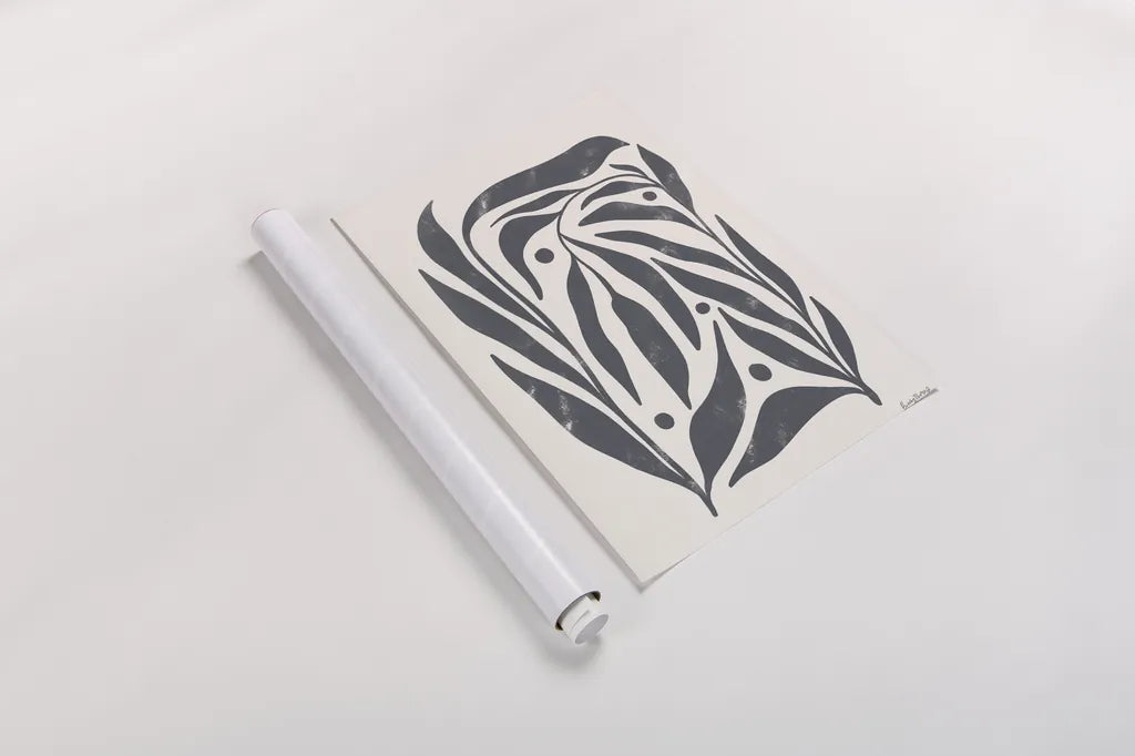 Simple Botanical I by Becky Thorns. shown as a rolled paper print. Available as archival giclee rolled canvas, fine art paper, or poster print. SKU 87469h.