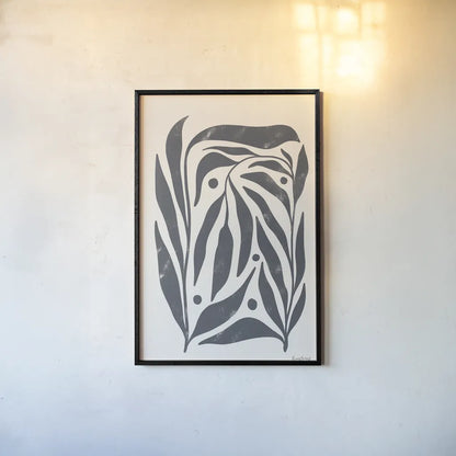 Simple Botanical I by Becky Thorns. shown as a paper print in a black flame. Available as a archival giclee rolled canvas, fine art paper, or poster print. SKU 87469h.