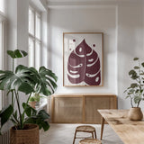 Simple Botanical II by Becky Thorns. shown as a print in a natural wood frame in a dining room. Available as a archival giclee rolled canvas, fine art paper, or poster print. SKU 87470h.