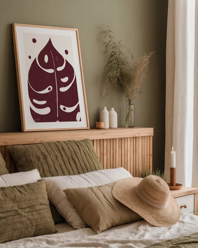 Simple Botanical II by Becky Thorns. shown as a paper print in a natural frame. Available as a archival giclee rolled canvas, fine art paper, or poster print. SKU 87470h.