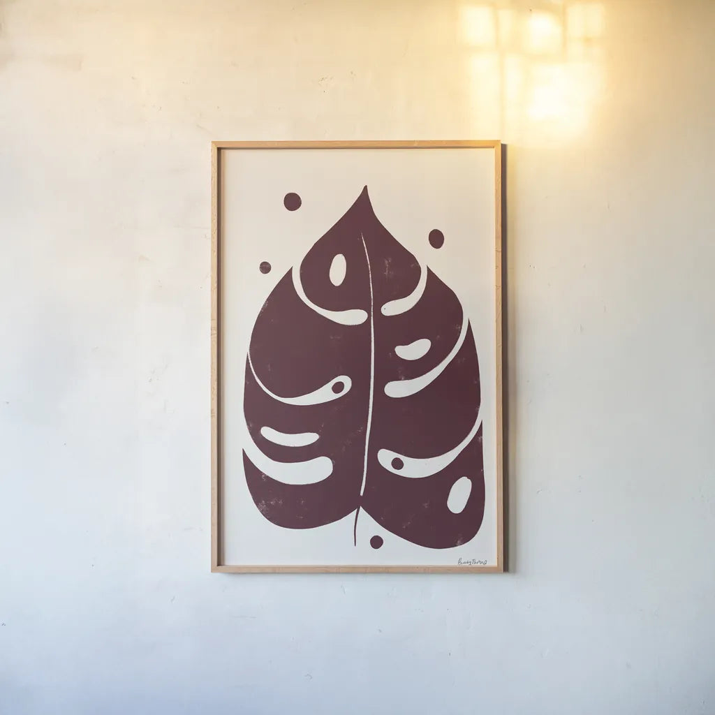 Simple Botanical II by Becky Thorns. shown as a paper print in a natural frame. Available as a archival giclee rolled canvas, fine art paper, or poster print. SKU 87470h.