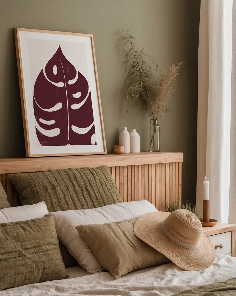 Simple Botanical II Plain by Becky Thorns. shown as a paper print in a natural frame. Available as a archival giclee rolled canvas, fine art paper, or poster print. SKU 88700h.