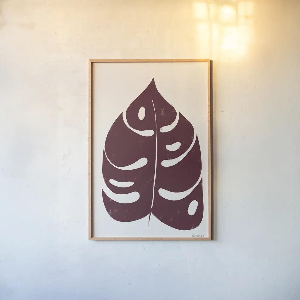 Simple Botanical II Plain by Becky Thorns. shown as a paper print in a natural frame. Available as a archival giclee rolled canvas, fine art paper, or poster print. SKU 88700h.