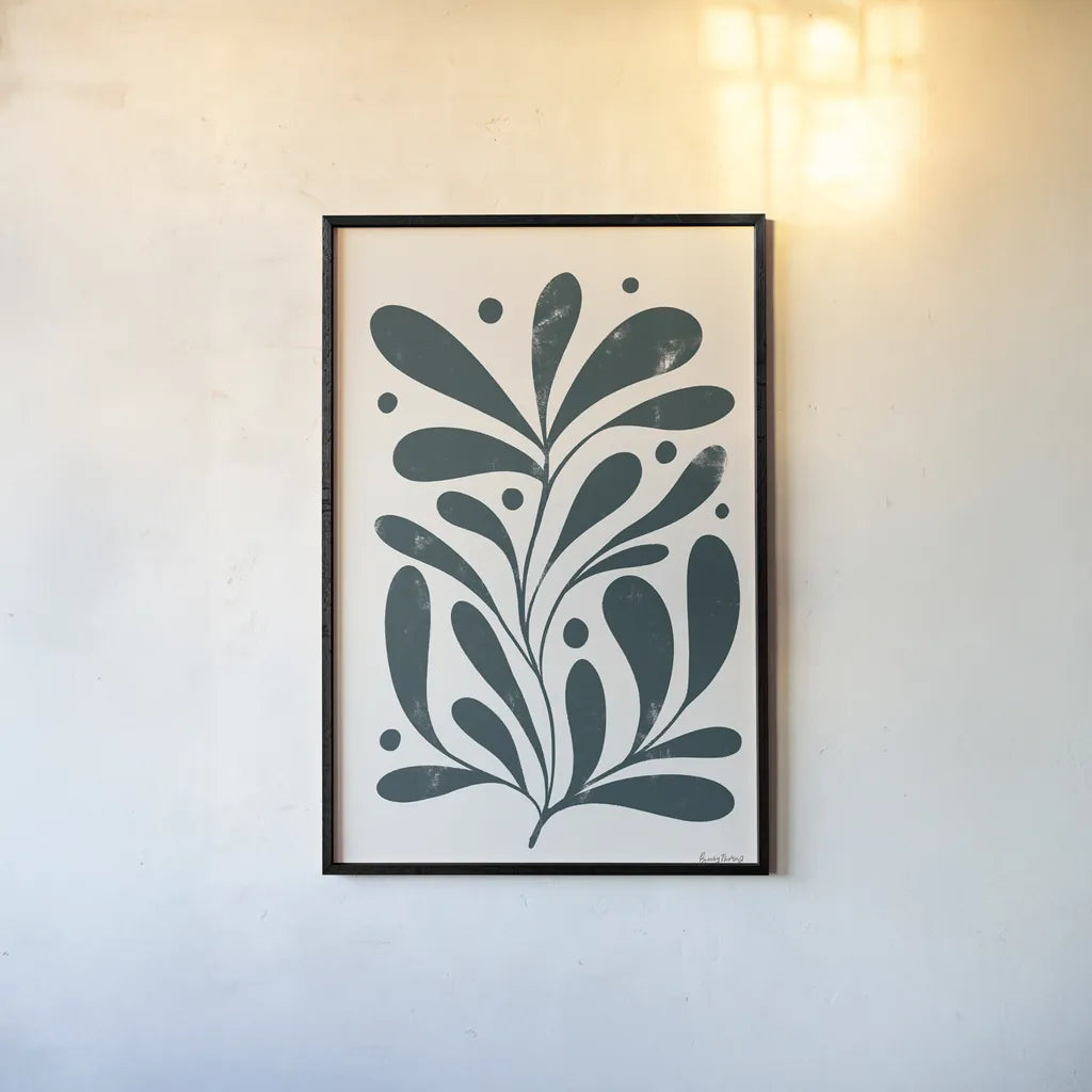 Simple Botanical III by Becky Thorns. shown as a paper print in a black flame. Available as a archival giclee rolled canvas, fine art paper, or poster print. SKU 87471h.