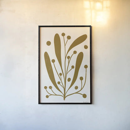 Simple Botanical IV by Becky Thorns. shown as a paper print in a black flame. Available as a archival giclee rolled canvas, fine art paper, or poster print. SKU 87472h.