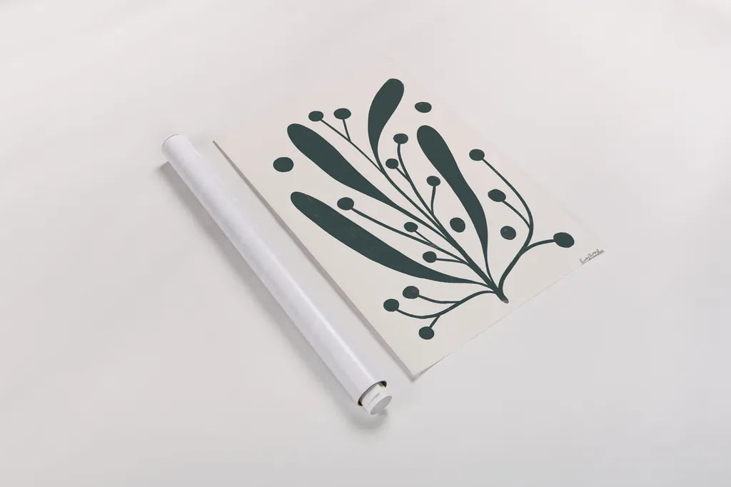Simple Botanical IV Green by Becky Thorns. shown as a rolled paper print. Available as archival giclee rolled canvas, fine art paper, or poster print. SKU 88494h.