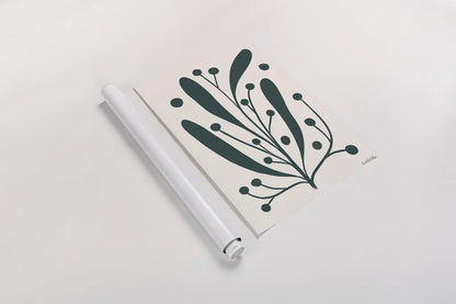 Simple Botanical IV Green by Becky Thorns. shown as a rolled paper print. Available as archival giclee rolled canvas, fine art paper, or poster print. SKU 88494h.