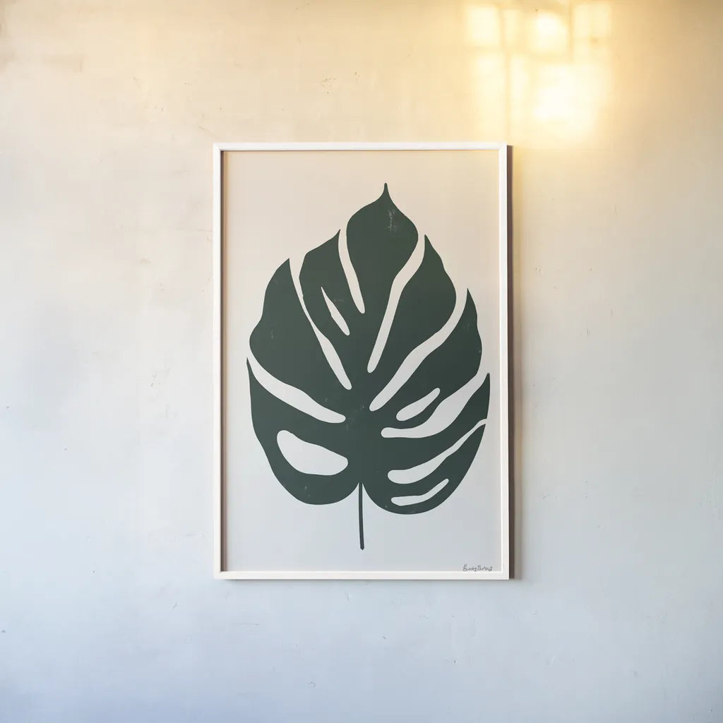 Simple Botanical V by Becky Thorns. shown as a paper print in a white frame. Available as a archival giclee rolled canvas, fine art paper, or poster print. SKU 88701h.