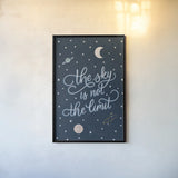 Sky is not the limit by Becky Thorns. shown as a paper print in a black flame. Available as a archival giclee rolled canvas, fine art paper, or poster print. SKU 53221h.