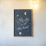 Sky is not the limit by Becky Thorns. shown as a paper print in a natural frame. Available as a archival giclee rolled canvas, fine art paper, or poster print. SKU 53221h.