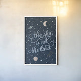 Sky is not the limit by Becky Thorns. shown as a paper print in a white frame. Available as a archival giclee rolled canvas, fine art paper, or poster print. SKU 53221h.