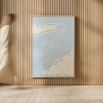 Soaring Seagull I by Becky Thorns. shown as over sized large wall art. Available as an archival giclee rolled canvas, fine art paper, or poster print. SKU 87641h.