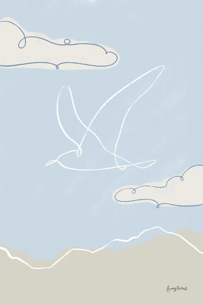 Soaring Seagull II by Becky Thorns. SKU 87642h. Archival Giclee Fine art print for wall decor.