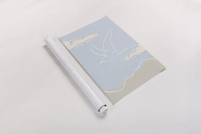 Soaring Seagull II by Becky Thorns. shown as a rolled paper print. Available as archival giclee rolled canvas, fine art paper, or poster print. SKU 87642h.