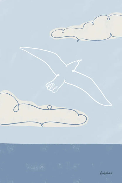 Soaring Seagull III by Becky Thorns. SKU 87643h. Archival Giclee Fine art print for wall decor.