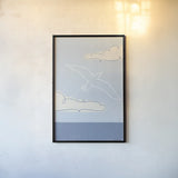 Soaring Seagull III by Becky Thorns. shown as a paper print in a black flame. Available as a archival giclee rolled canvas, fine art paper, or poster print. SKU 87643h.