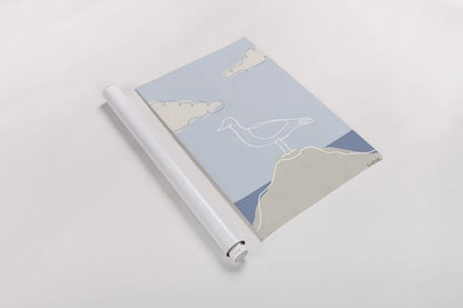 Soaring Seagull IV by Becky Thorns. shown as a rolled paper print. Available as archival giclee rolled canvas, fine art paper, or poster print. SKU 87644h.