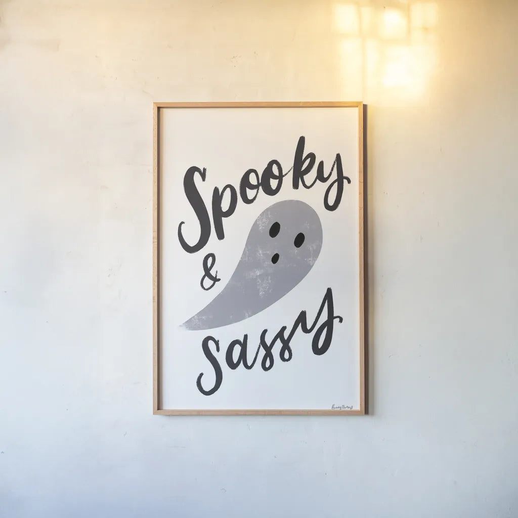 Sophisticated Spooky I by Becky Thorns. shown as a paper print in a natural frame. Available as a archival giclee rolled canvas, fine art paper, or poster print. SKU 67505h.