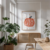 Sophisticated Spooky II by Becky Thorns. shown as a print in a natural wood frame in a dining room. Available as a archival giclee rolled canvas, fine art paper, or poster print. SKU 67506h.