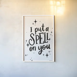 Sophisticated Spooky III BW by Becky Thorns. shown as a paper print in a white frame. Available as a archival giclee rolled canvas, fine art paper, or poster print. SKU 67890h.