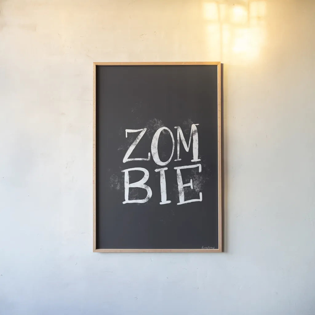 Sophisticated Spooky VIII by Becky Thorns. shown as a paper print in a natural frame. Available as a archival giclee rolled canvas, fine art paper, or poster print. SKU 67512h.