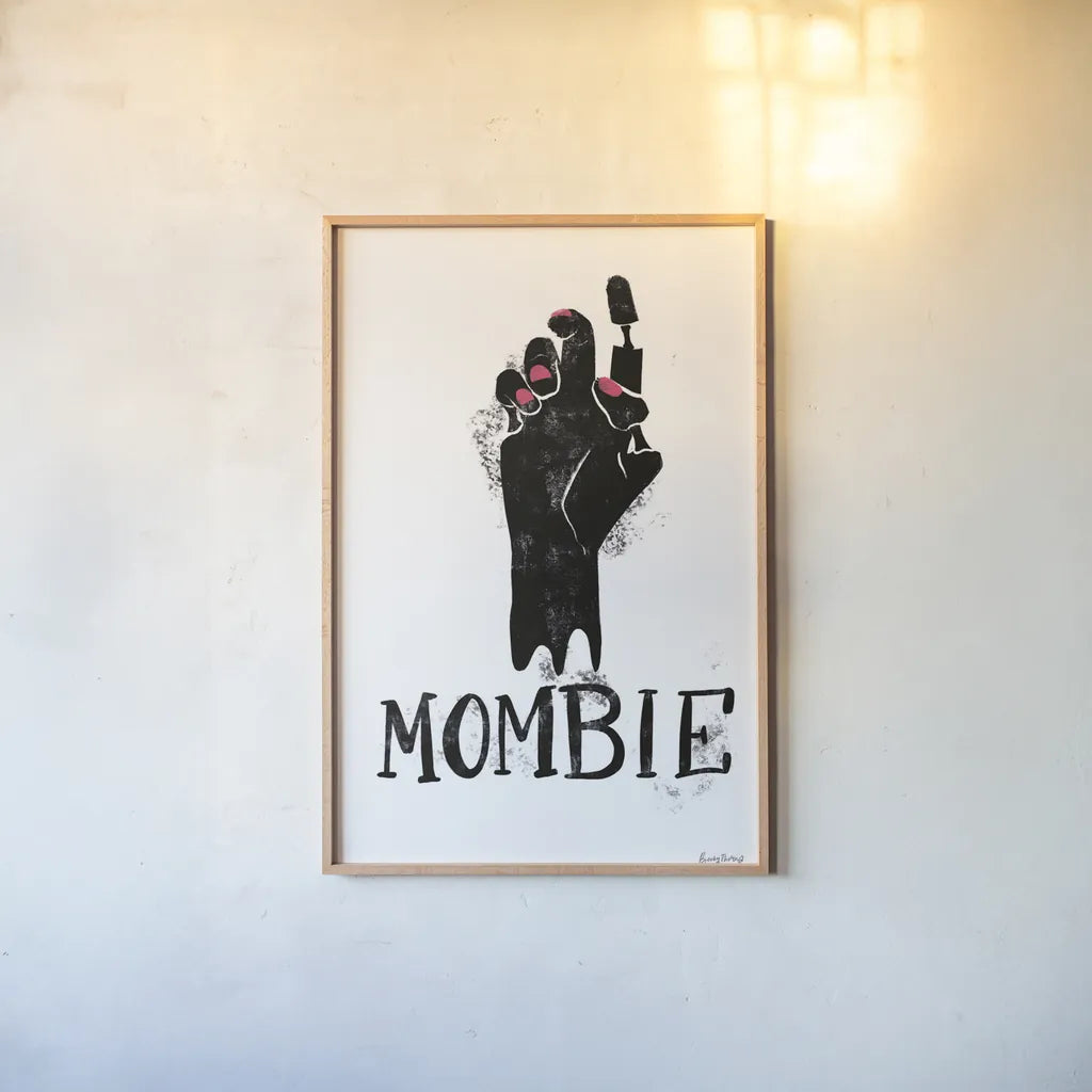 Sophisticated Spooky XI by Becky Thorns. shown as a paper print in a natural frame. Available as a archival giclee rolled canvas, fine art paper, or poster print. SKU 68891h.