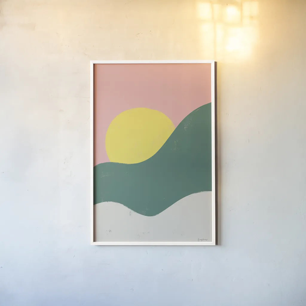 Sun Chaser II by Becky Thorns. shown as a paper print in a white frame. Available as a archival giclee rolled canvas, fine art paper, or poster print. SKU 65317h.