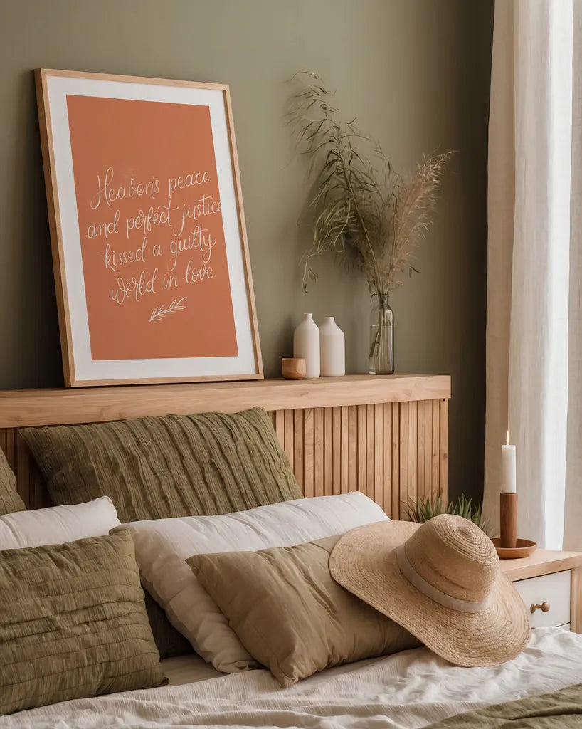 Sunday Hymn I by Becky Thorns. shown as a paper print in a natural frame. Available as a archival giclee rolled canvas, fine art paper, or poster print. SKU 57473h.