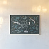 Sweet Dreams Bunny I by Becky Thorns. shown as a paper print in a white frame. Available as a archival giclee rolled canvas, fine art paper, or poster print. SKU 53009i.
