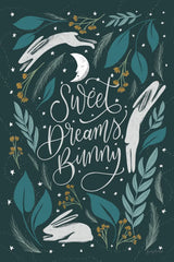 Sweet Dreams Bunny II by Becky Thorns. SKU 53010h. Archival Giclee Fine art print for wall decor.