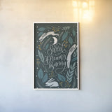 Sweet Dreams Bunny II by Becky Thorns. shown as a paper print in a white frame. Available as a archival giclee rolled canvas, fine art paper, or poster print. SKU 53010h.