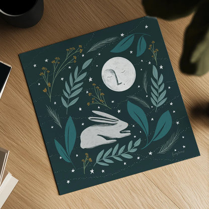 Sweet Dreams Bunny III by Becky Thorns. Shown as a detailed flat fine art print, highlighting archival giclee quality. Available as an archival giclee rolled canvas, fine art paper, or poster print. SKU 53011a.