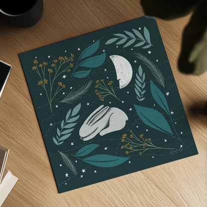 Sweet Dreams Bunny IV by Becky Thorns. Shown as a detailed flat fine art print, highlighting archival giclee quality. Available as an archival giclee rolled canvas, fine art paper, or poster print. SKU 53012a.