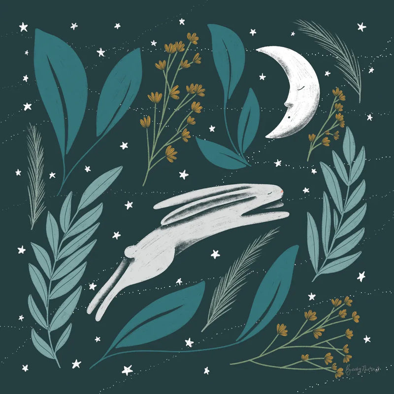 Sweet Dreams Bunny V by Becky Thorns. SKU 53013a. Archival Giclee Fine art print for wall decor.