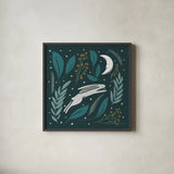 Sweet Dreams Bunny V by Becky Thorns. Shown in a sleek black glass frame for a contemporary gallery look. Available as an archival giclee rolled canvas, fine art paper, or poster print. SKU 53013a.