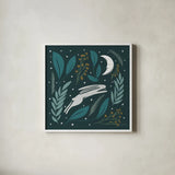 Sweet Dreams Bunny V by Becky Thorns. Shown in a crisp white glass frame for a clean and minimalist style. Available as an archival giclee rolled canvas, fine art paper, or poster print. SKU 53013a.