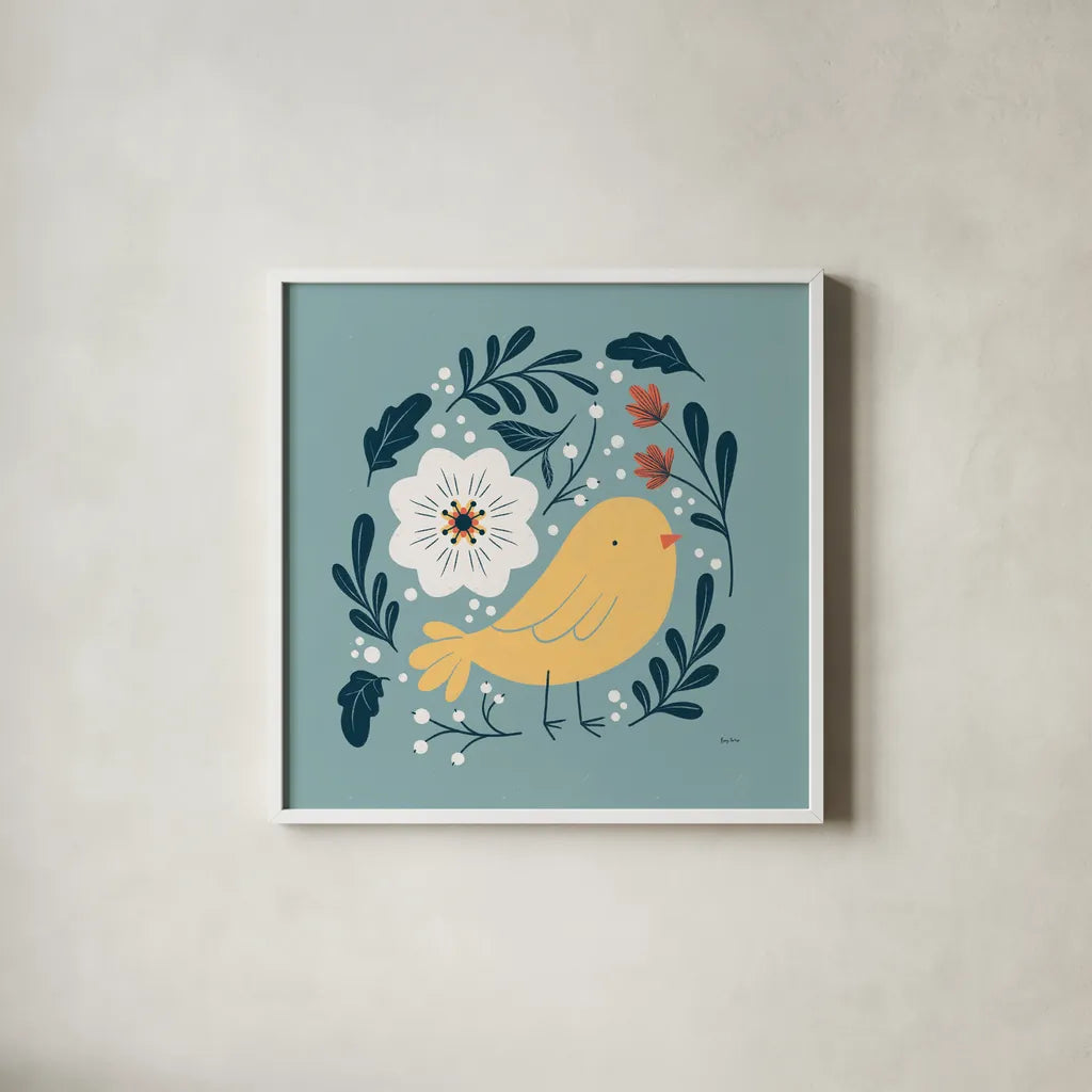 Sweet Easter I by Becky Thorns. Shown in a crisp white glass frame for a clean and minimalist style. Available as an archival giclee rolled canvas, fine art paper, or poster print. SKU 70581a.